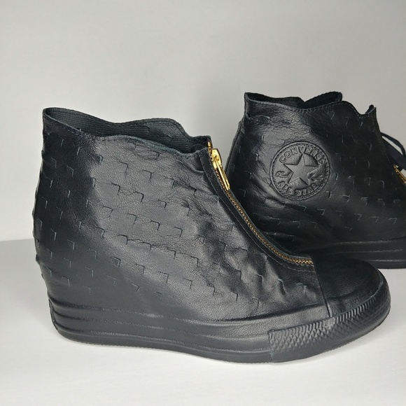 converse wedge black leather